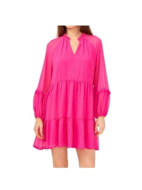 Vince Camuto Bright Pink Lightweight Tiered Dress